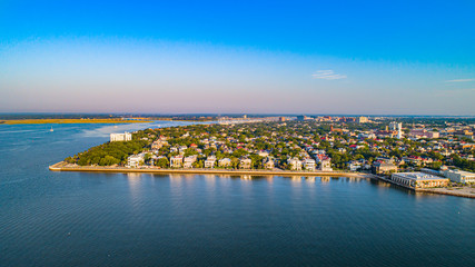 Naklejka premium Charleston Battery Skyline in Charleston, South Carolina, USA