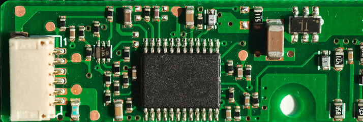 Macro photo of laptop chip with space for writing