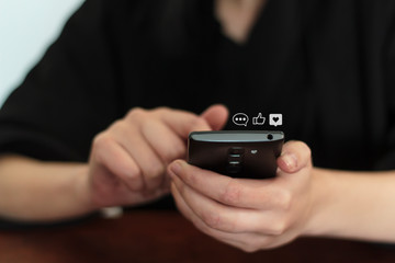 Woman using phone for social media