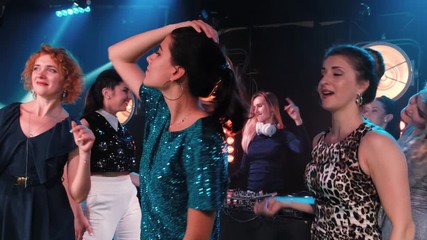 Night club DJ party people enjoy of music dancing sound.