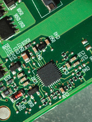 Macro photo of laptop chip with space for writing