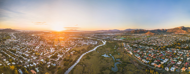 Pinkish blue sunrise over Townsville, Queensland, Australia