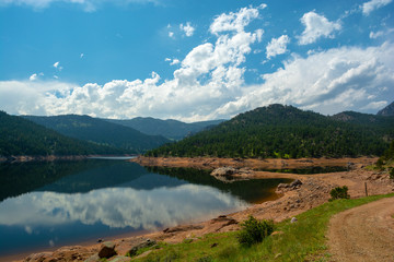 Ralph Price Reservoir west of Longmont, Colorado in the mountains during the day
