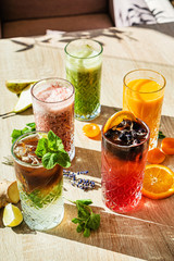 set of different kinds of smoothie