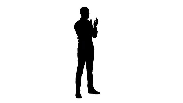 Silhouette Handsom arab clapping his hands applauding.