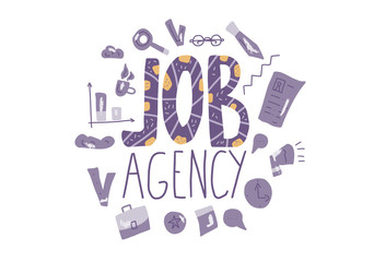 Job search concept. Vector design text and signs.