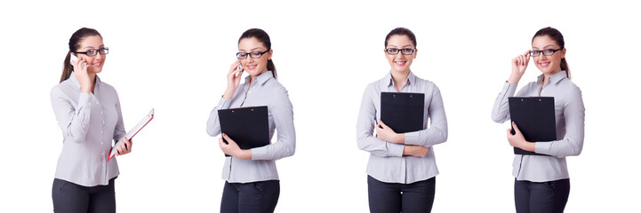 Young businesswoman isolated on white