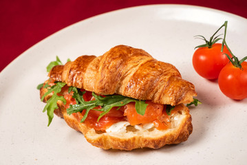 croissant with smoked salmon and cream cheese