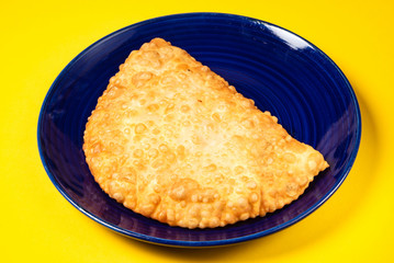 Uzbek eastern Tatar cuisine, cheburek with meat.