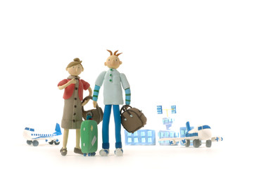 夫婦　カップル　新婚　新婚旅　 ハネムーン　旅行　旅　空港　クラフト　オブジェ　クレージュ　立体オブジェ　ポートレイト　記念写真