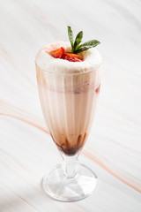 milkshake with strawberries and chocolate