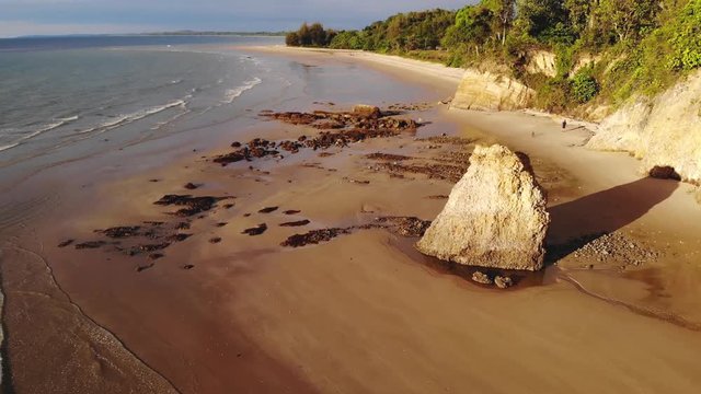 Aerial Drone footage of beautiful and clean beach of Batu Luang, Kuala Penyu, Sabah, Malaysia