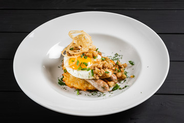 potato pancakes with fried egg