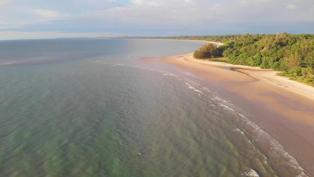 Aerial Drone footage of beautiful and clean beach of Batu Luang, Kuala Penyu, Sabah, Malaysia