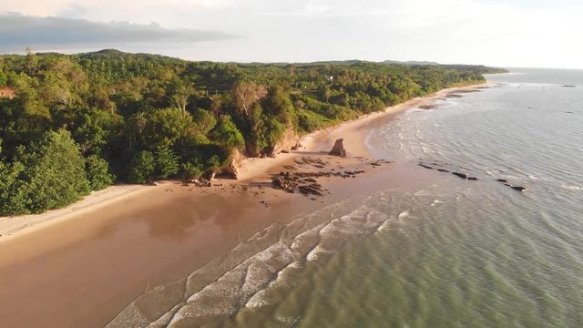 Aerial Drone footage of beautiful and clean beach of Batu Luang, Kuala Penyu, Sabah, Malaysia