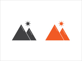 Mountain vector icon, landscape symbol isolated on white background.