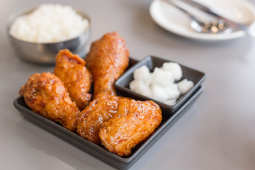Korean Style Fried Chicken in Black Dish