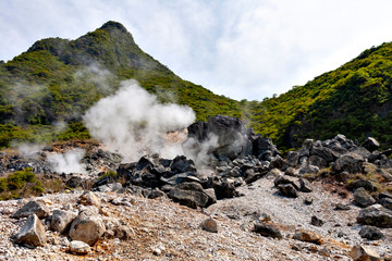 Owakudani, which means great bubbling valley, in Hakone, Japan