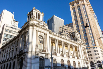 Naklejka premium Rio de Janeiro/Brasil - June 07 2019, Town hall. Pedro Ernesto Palace. The city hall and the City Hall are located in Floriano Square, popularly known as Cinalândia, in the downtown neighborhood of Ri