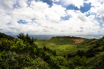 Obraz premium Seongsan Ilchulbong beautiful volcano island rises from the sea in the East of Jeju South Korea Asia