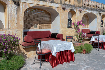 Cozy seating area with a sofa table and chairs in Jaipur, Rajasthan, India