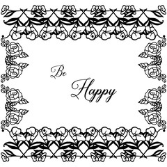 Vector illustration decoration lettering be happy for design wreath frame