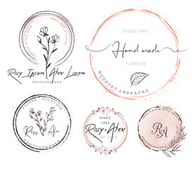Hand Drawn Leaf Wreath Logo Design