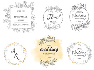 Hand Drawn Leaf Wreath Logo Design