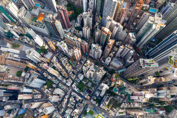 Top down view of Hong Kong city