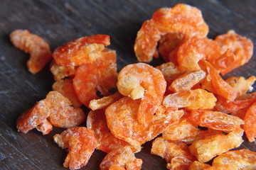 heap of dried shrimp fish