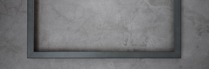 Dark frame for painting on a gray cement textured background.