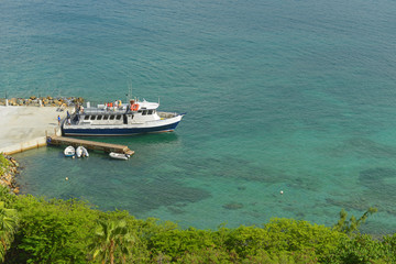 Ferry at Long Bay in St. Thomas Island, US Virgin Islands, USA.