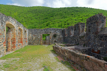 Ruins in Annaberg sugar plantation in Virgin Islands National Park at Saint John Island, US Virgin Islands, USA.