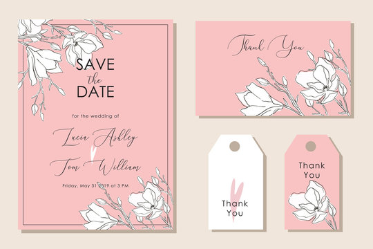 soft pink floral wedding invitation template