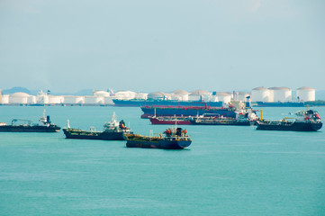 Tanker Ships in Singapore Strait