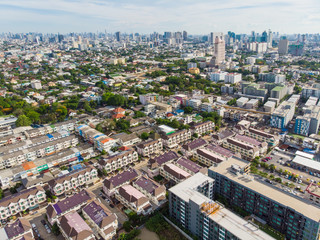 Fototapeta na wymiar Aerial view Bangkok modern office building and living block