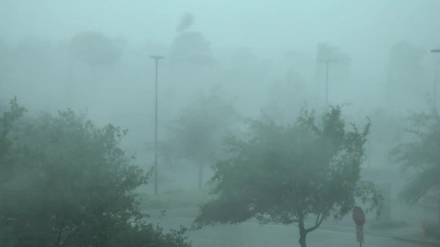 Hurricane Irma Eye Wall Violent Wind And Flying Debris