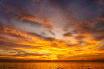 Colorful sunset above the sea. Summer vacation concept. Thailand