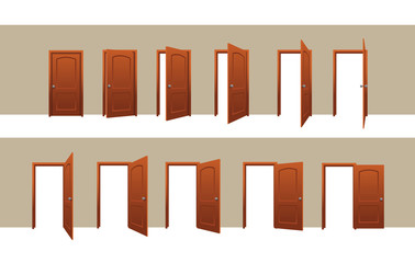 Door Opening Motion Sequence Animation Set Vector