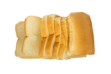 Top view sliced ​bread isolated on  white background.