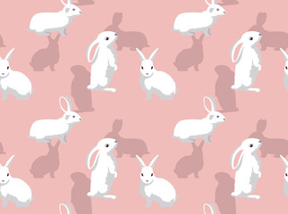 Rabbit Florida White Background Seamless Wallpaper