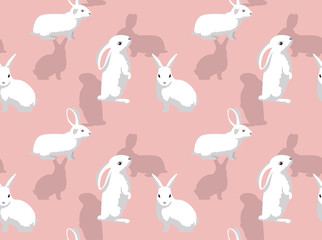 Rabbit Florida White Background Seamless Wallpaper