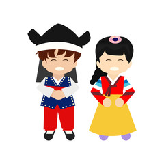 Couple kids with korean costum