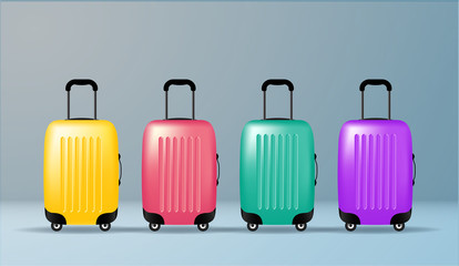 Color plastic travel bag vector illustration. Object.  Summer time, vacation