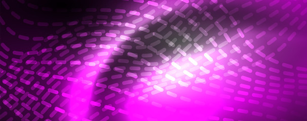 Obraz premium Neon vector wave lines abstract background, magic futuristic techno design