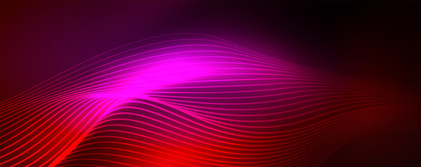 Shiny neon lines techno magic futuristic background, magic energy space light concept, abstract background wallpaper design