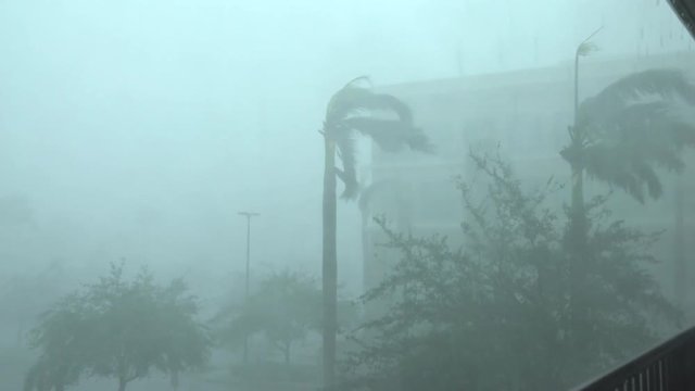 Hurricane Irma Torrential Rain And Strong Eye Wall Wind
