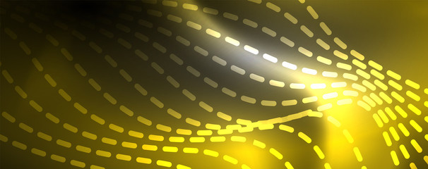 Fototapeta premium Neon vector wave lines abstract background, magic futuristic techno design