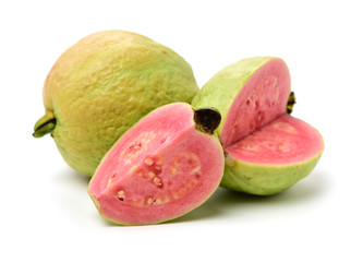 Pink guava isolated on white background