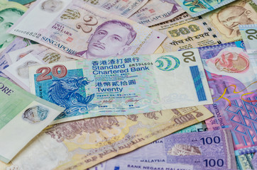 Fototapeta na wymiar Variety value money bill of Singapore note